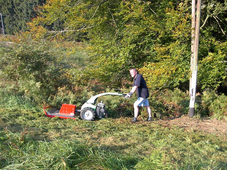 der Vorteil beim Schlegeln besteht darin, dass der Schlegelmäher durch seine robuste Bauweise auch Äste und Holzstücke zerkleinern kann